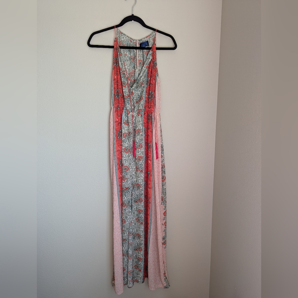 NWOT Blue Sky Coral and White Maxi Dress Size XS